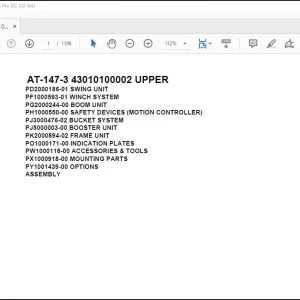 Tadano Crane AT-147-3 43010100002 UPPER Spare Parts Catalog Manual - PDF DOWNLOAD