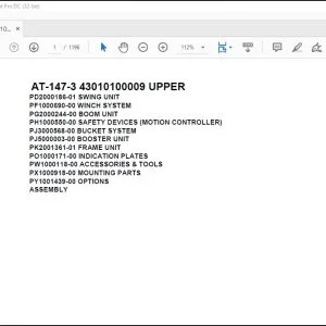 Tadano Crane AT-147-3 43010100009 UPPER Spare Parts Catalog Manual - PDF DOWNLOAD
