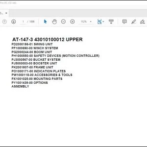 Tadano Crane AT-147-3 43010100012 UPPER Spare Parts Catalog Manual - PDF DOWNLOAD