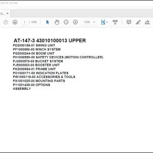 Tadano Crane AT-147-3 43010100013 UPPER Spare Parts Catalog Manual - PDF DOWNLOAD