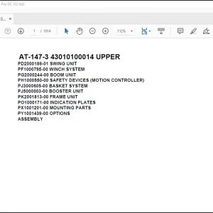 Tadano Crane AT-147-3 43010100014 UPPER Spare Parts Catalog Manual - PDF DOWNLOAD