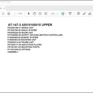 Tadano Crane AT-147-3 43010100015 UPPER Spare Parts Catalog Manual - PDF DOWNLOAD