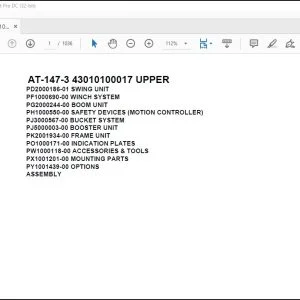 Tadano Crane AT-147-3 43010100017 UPPER Spare Parts Catalog Manual - PDF DOWNLOAD