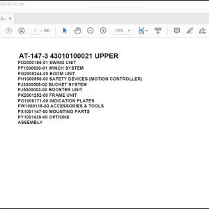Tadano Crane AT-147-3 43010100021 UPPER Spare Parts Catalog Manual - PDF DOWNLOAD