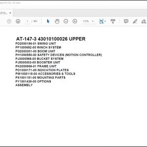 Tadano Crane AT-147-3 43010100026 UPPER Spare Parts Catalog Manual - PDF DOWNLOAD