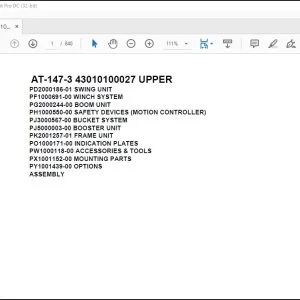 Tadano Crane AT-147-3 43010100027 UPPER Spare Parts Catalog Manual - PDF DOWNLOAD
