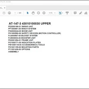 Tadano Crane AT-147-3 43010100030 UPPER Spare Parts Catalog Manual - PDF DOWNLOAD