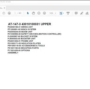Tadano Crane AT-147-3 43010100031 UPPER Spare Parts Catalog Manual - PDF DOWNLOAD