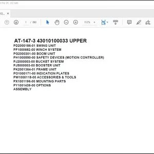 Tadano Crane AT-147-3 43010100033 UPPER Spare Parts Catalog Manual - PDF DOWNLOAD