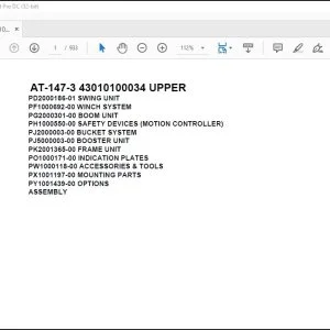 Tadano Crane AT-147-3 43010100034 UPPER Spare Parts Catalog Manual - PDF DOWNLOAD
