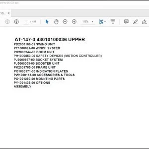 Tadano Crane AT-147-3 43010100036 UPPER Spare Parts Catalog Manual - PDF DOWNLOAD