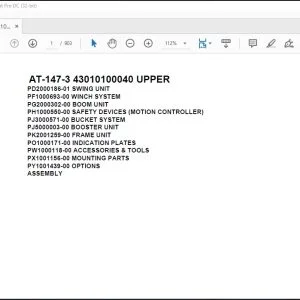 Tadano Crane AT-147-3 43010100040 UPPER Spare Parts Catalog Manual - PDF DOWNLOAD