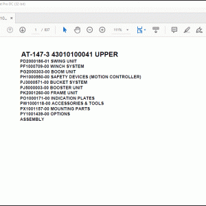 Tadano Crane AT-147-3 43010100041 UPPER Spare Parts Catalog Manual - PDF DOWNLOAD