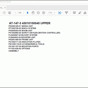 Tadano Crane AT-147-3 43010100045 UPPER Spare Parts Catalog Manual - PDF DOWNLOAD