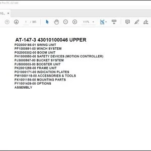 Tadano Crane AT-147-3 43010100046 UPPER Spare Parts Catalog Manual - PDF DOWNLOAD