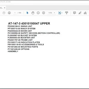 Tadano Crane AT-147-3 43010100047 UPPER Spare Parts Catalog Manual - PDF DOWNLOAD