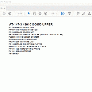 Tadano Crane AT-147-3 43010100050 UPPER Spare Parts Catalog Manual - PDF DOWNLOAD