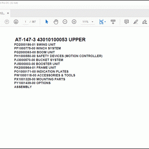 Tadano Crane AT-147-3 43010100053 UPPER Spare Parts Catalog Manual - PDF DOWNLOAD