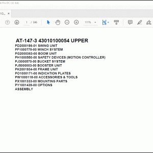 Tadano Crane AT-147-3 43010100054 UPPER Spare Parts Catalog Manual - DPF DOWNLOAD