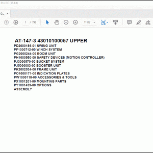 Tadano Crane AT-147-3 43010100057 UPPER Spare Parts Catalog Manual - PDF DOWNLOAD