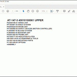 Tadano Crane AT-147-3 43010100061 UPPER Spare Parts Catalog Manual - PDF DOWNLOAD