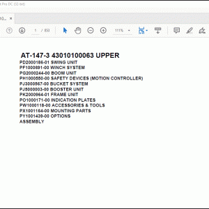 Tadano Crane AT-147-3 43010100063 UPPER Spare Parts Catalog Manual - PDF DOWNLOAD