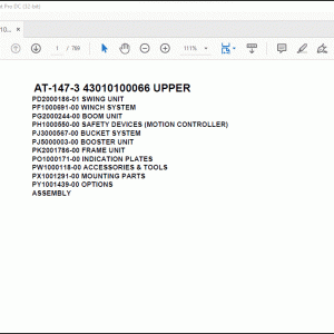 Tadano Crane AT-147-3 43010100066 UPPER Spare Parts Catalog Manual - PDF DOWNLOAD