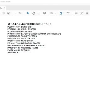 Tadano Crane AT-147-3 43010100069 UPPER Spare Parts Catalog Manual - PDF DOWNLOAD