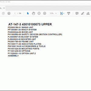 Tadano Crane AT-147-3 43010100073 UPPER Spare Parts Catalog Manual - PDF DOWNLOAD