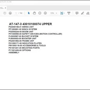 Tadano Crane AT-147-3 43010100074 UPPER Parts Catalog Manual - PDF DOWNLOAD
