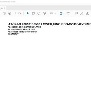Tadano Crane AT-147-3 43010130500 LOWER,HINO BDG-XZU354E-TKMSD6 Parts Catalog Manual - PDF DOWNLOAD