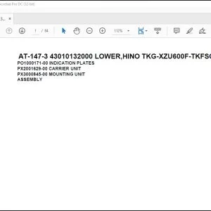 Tadano Crane AT-147-3 43010132000 LOWER,HINO TKG-XZU600F-TKFSC6 Parts Catalog Manual - PDF DOWNLOAD