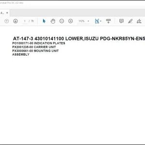 Tadano Crane AT-147-3 43010141100 LOWER,ISUZU PDG-NKR85YN-EN5AH4Y-M Parts Manual - PDF DOWNLOAD