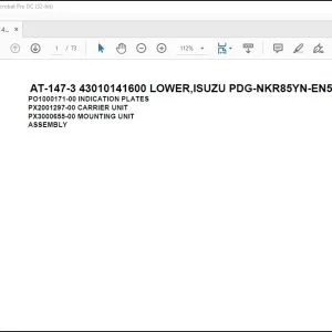 Tadano Crane AT-147-3 43010141600 LOWER,ISUZU PDG-NKR85YN-EN5AHY-M Parts Manual - PDF DOWNLOAD