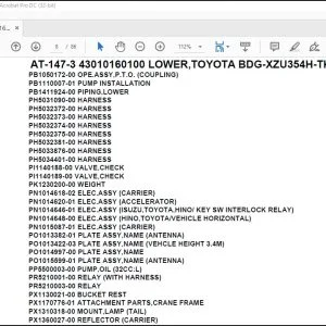 Tadano Crane AT-147-3 43010160100 LOWER,TOYOTA BDG-XZU354H-TKMSD6 Spare Parts Manual - PDF DOWNLOAD