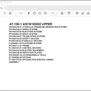 Tadano Crane AT-150-1 42018100002 UPPER Spare Parts Catalog Manual - PDF DOWNLOAD