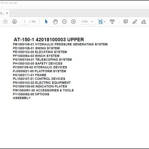 Tadano Crane AT-150-1 42018100003 UPPER Spare Parts Catalog Manual - PDF DOWNLOAD