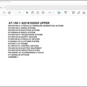 Tadano Crane AT-150-1 42018100005 UPPER Spare Parts Catalog Manual - PDF DOWNLOAD
