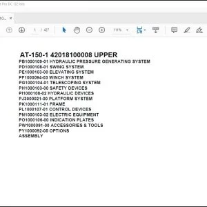 Tadano Crane AT-150-1 42018100008 UPPER Spare Parts Catalog Manual  - PDF DOWNLOAD