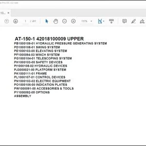 Tadano Crane AT-150-1 42018100009 UPPER Spare Parts Catalog Manual - PDF DOWNLOAD