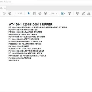 Tadano Crane AT-150-1 42018100011 UPPER Spare Parts Catalog Manual - PDF DOWNLOAD
