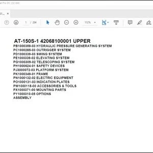 Tadano Crane AT-150S-1 42068100001 UPPER Spare Parts Catalog Manual - PDF DOWNLOAD