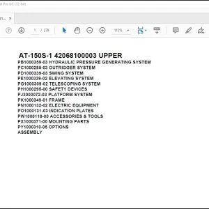 Tadano Crane AT-150S-1 42068100003 UPPER Spare Parts Catalog Manual - PDF DOWNLOAD