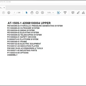Tadano Crane AT-150S-1 42068100004 UPPER Spare Parts Catalog Manual - PDF DOWNLOAD