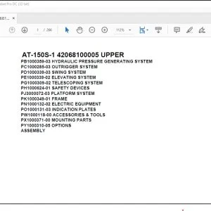Tadano Crane AT-150S-1 42068100005 UPPER Spare Parts Catalog Manual - PDF DOWNLOAD