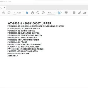 Tadano Crane AT-150S-1 42068100007 UPPER Spare Parts Catalog Manual - PDF DOWNLOAD