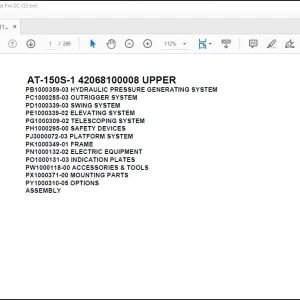 Tadano Crane AT-150S-1 42068100008 UPPER Spare Parts Catalog Manual - PDF DOWNLOAD
