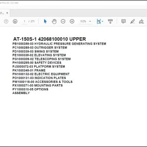 Tadano Crane AT-150S-1 42068100010 UPPER Spare Parts Catalog Manual - PDF DOWNLOAD