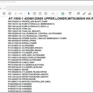 Tadano Crane AT-150S-1 42068120650 UPPER,LOWER,MITSUBISHI KK-FE63EGY Parts Catalog Manual - PDF DOWNLOAD