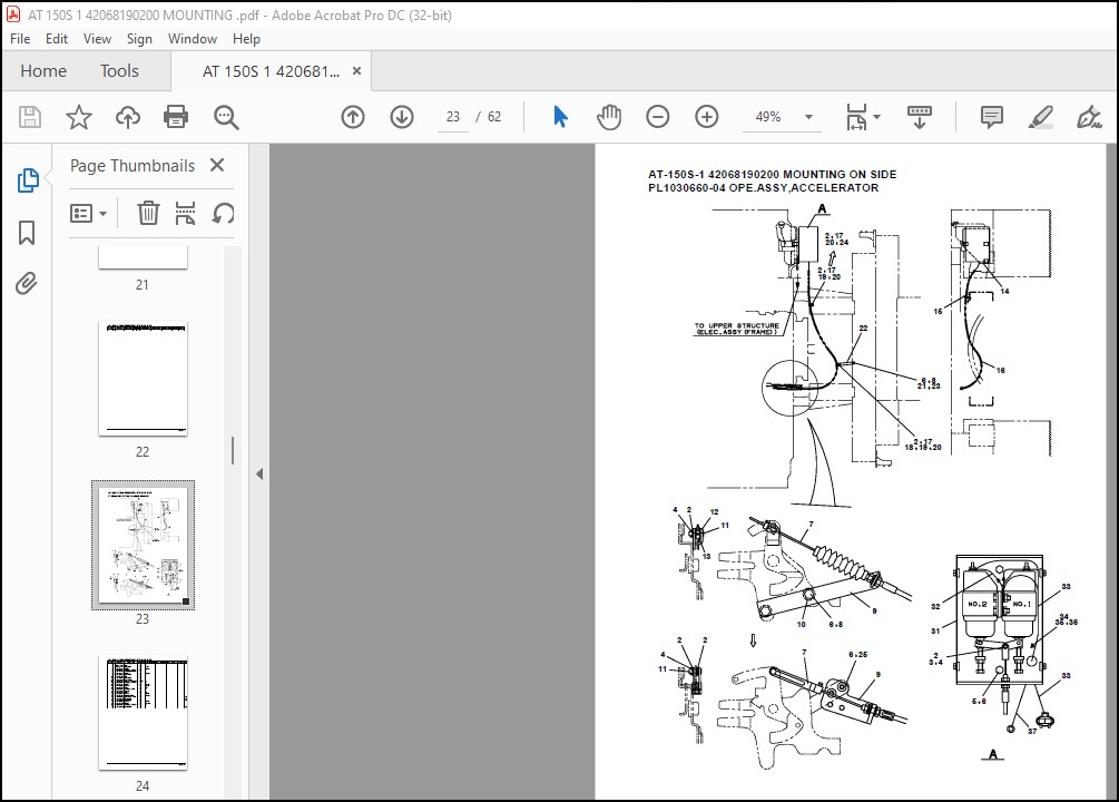 Tadano Crane AT-150S-1 42068190200 MOUNTING ON SIDE Spare Parts Catalog ...